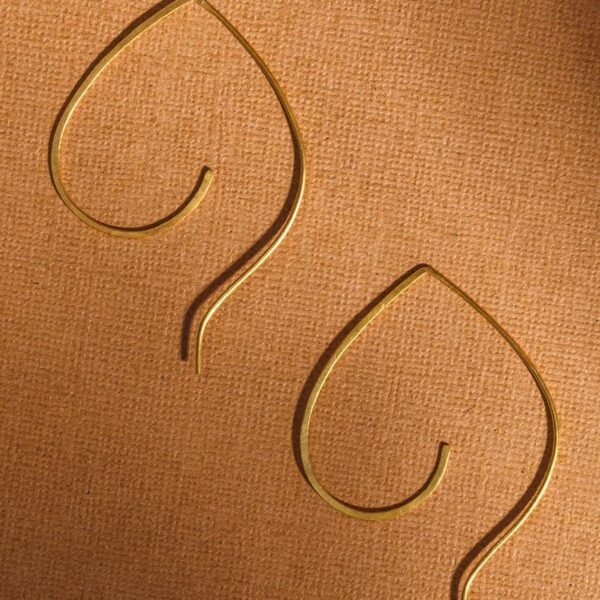 Pipal Leaf Gold Plated Brass Earrings