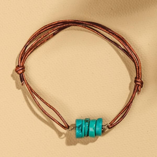 Turquoise and Leather Bracelet