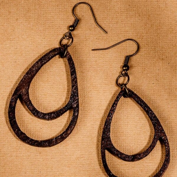 Double Tear Drop Wooden Earrings