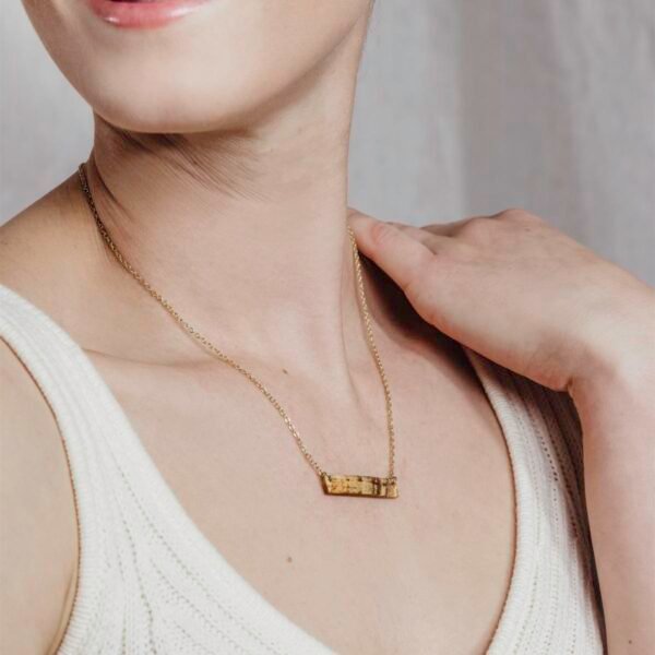 Petite Baguette Necklace with Gold Chain